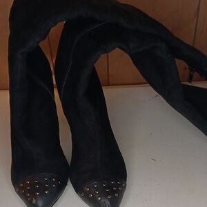 Ashro Black Studded Heeled Boots